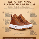 Tenis Plataforma Cano Alto Bota Couro Marrom Tratorado Full