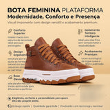 Tenis Plataforma Cano Alto Bota Couro Marrom Tratorado Full