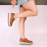 Tênis Ziper Plataforma Feminino Flatform Caramelo Blogueira