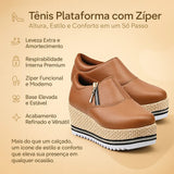 Tênis Ziper Plataforma Feminino Flatform Caramelo Blogueira