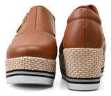 Tênis Ziper Plataforma Feminino Flatform Caramelo Blogueira