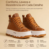 Tenis Plataforma Cano Alto Bota Couro Marrom Tratorado Full